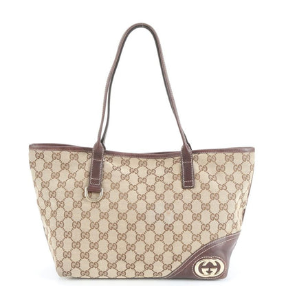 Gucci GG Canvas New Britt Leather Tote Bag Shoulder Brown 169946 Women's EUE