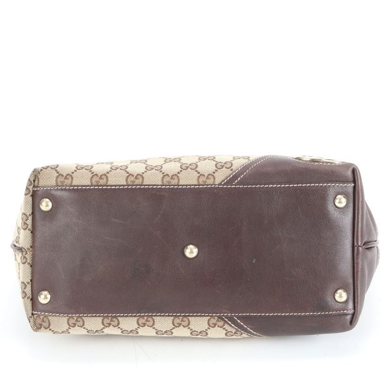 Gucci GG Canvas New Britt Leather Tote Bag Shoulder Brown 169946 Women's EUE