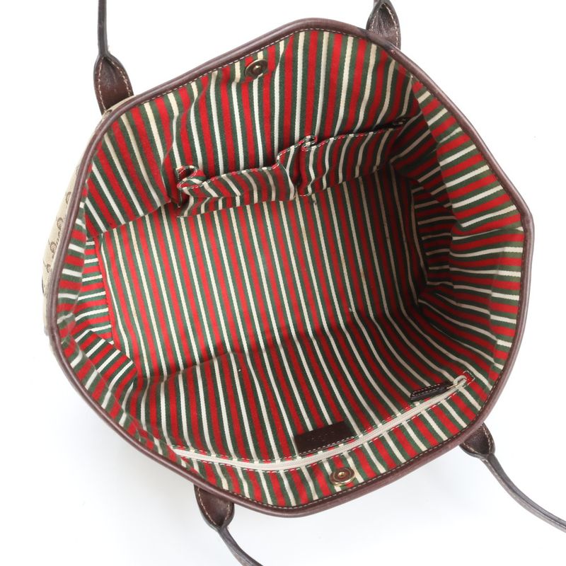 Gucci GG Canvas New Britt Leather Tote Bag Shoulder Brown 169946 Women's EUE