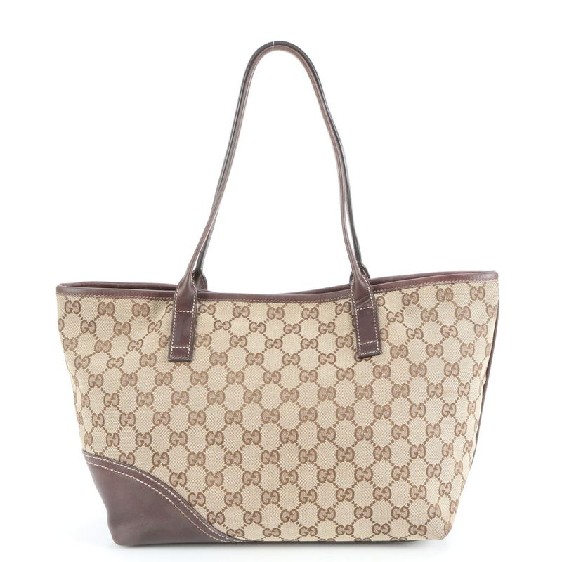 Gucci GG Canvas New Britt Leather Tote Bag Shoulder Brown 169946 Women's EUE
