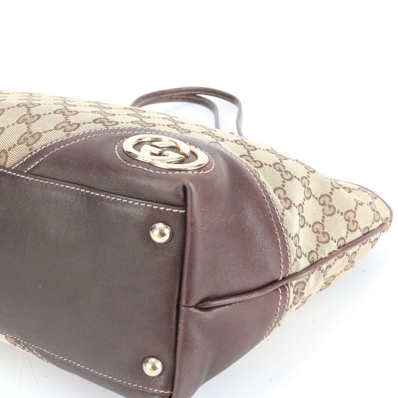 Gucci GG Canvas New Britt Leather Tote Bag Shoulder Brown 169946 Women's EUE