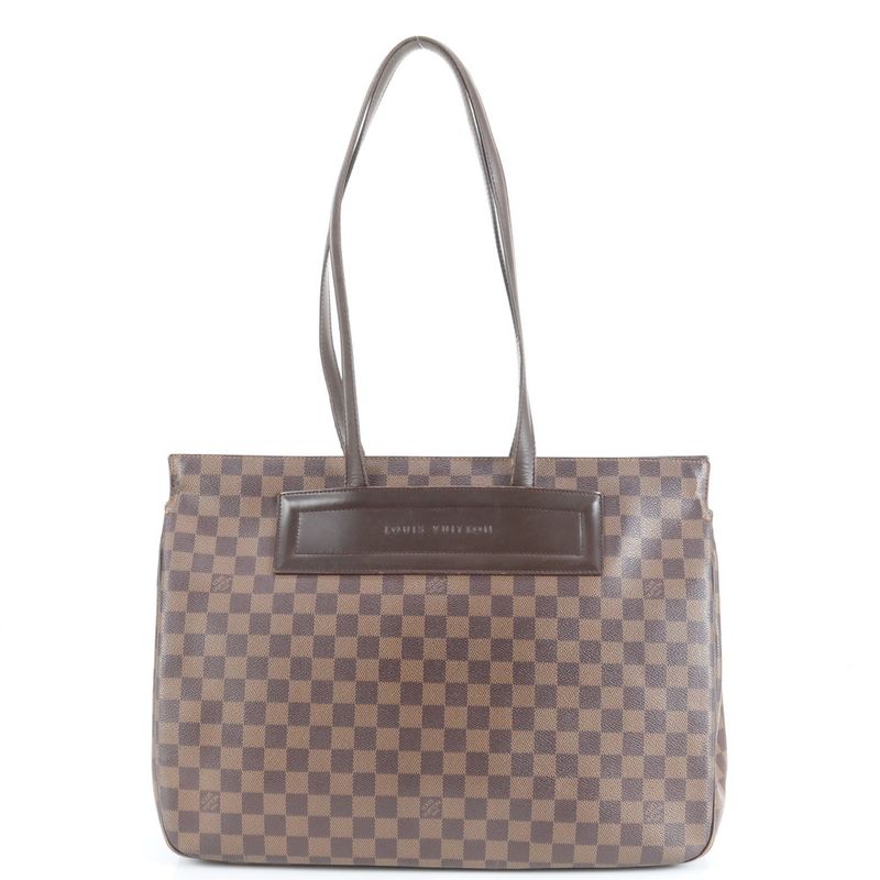 Louis Vuitton Damier Balioli N51123 Leather Tote Bag Shoulder Brown A4 Ladies
