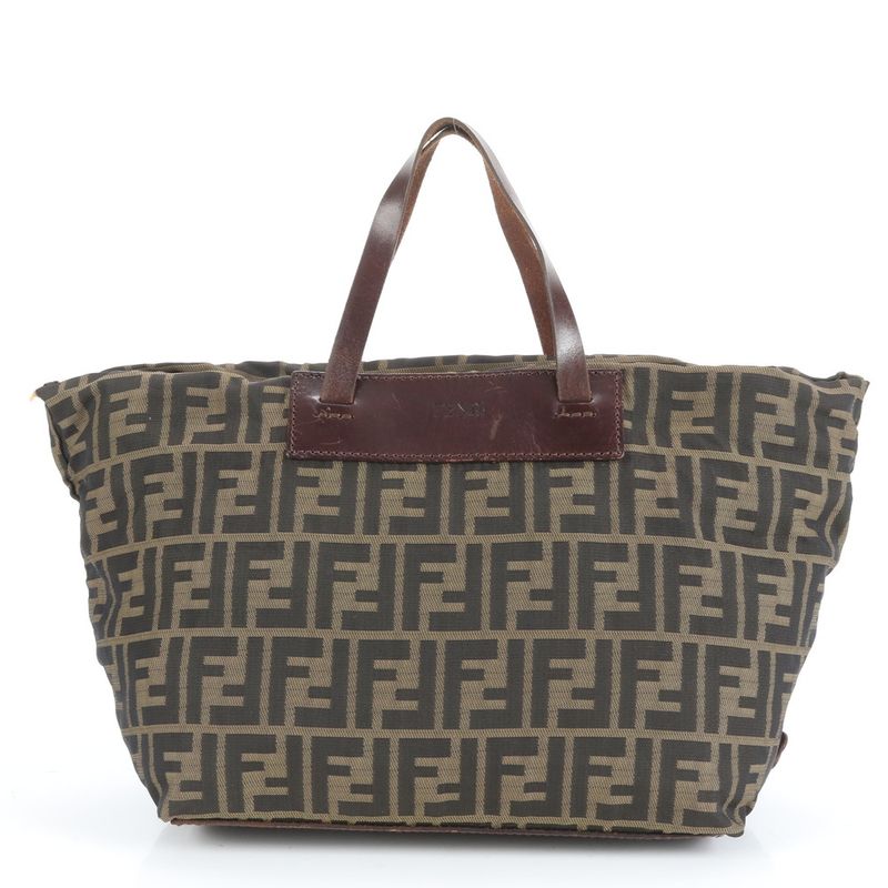 Fendi Zucca Leather Tote Bag Shoulder 15823 Brown Women EUE Cx35-3