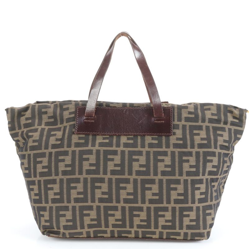 Fendi Zucca Leather Tote Bag Shoulder 15823 Brown Women EUE Cx35-3