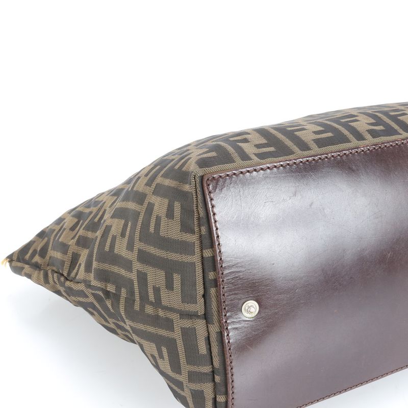 Fendi Zucca Leather Tote Bag Shoulder 15823 Brown Women EUE Cx35-3