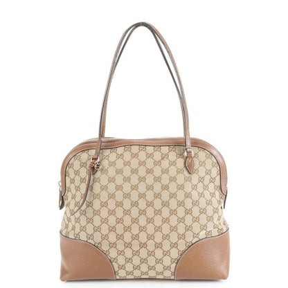 Gucci GG Canvas Bree With Charm Leather Tote Bag Shoulder Brown 323673 A4