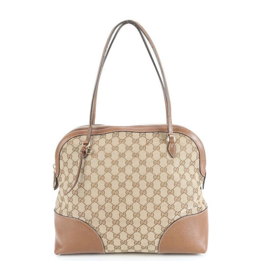 Gucci GG Canvas Bree With Charm Leather Tote Bag Shoulder Brown 323673 A4