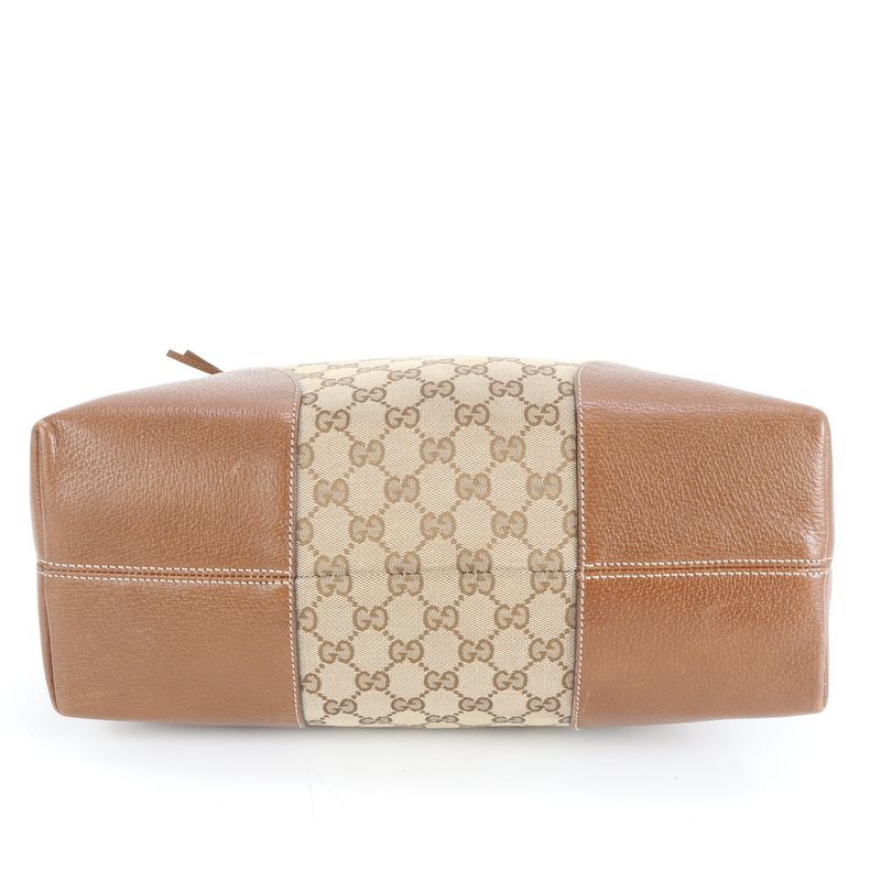Gucci GG Canvas Bree With Charm Leather Tote Bag Shoulder Brown 323673 A4