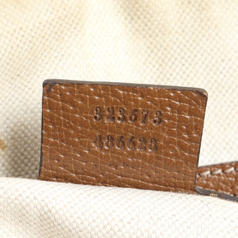 Gucci GG Canvas Bree With Charm Leather Tote Bag Shoulder Brown 323673 A4