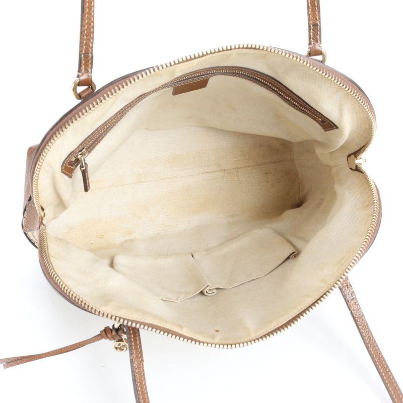 Gucci GG Canvas Bree With Charm Leather Tote Bag Shoulder Brown 323673 A4