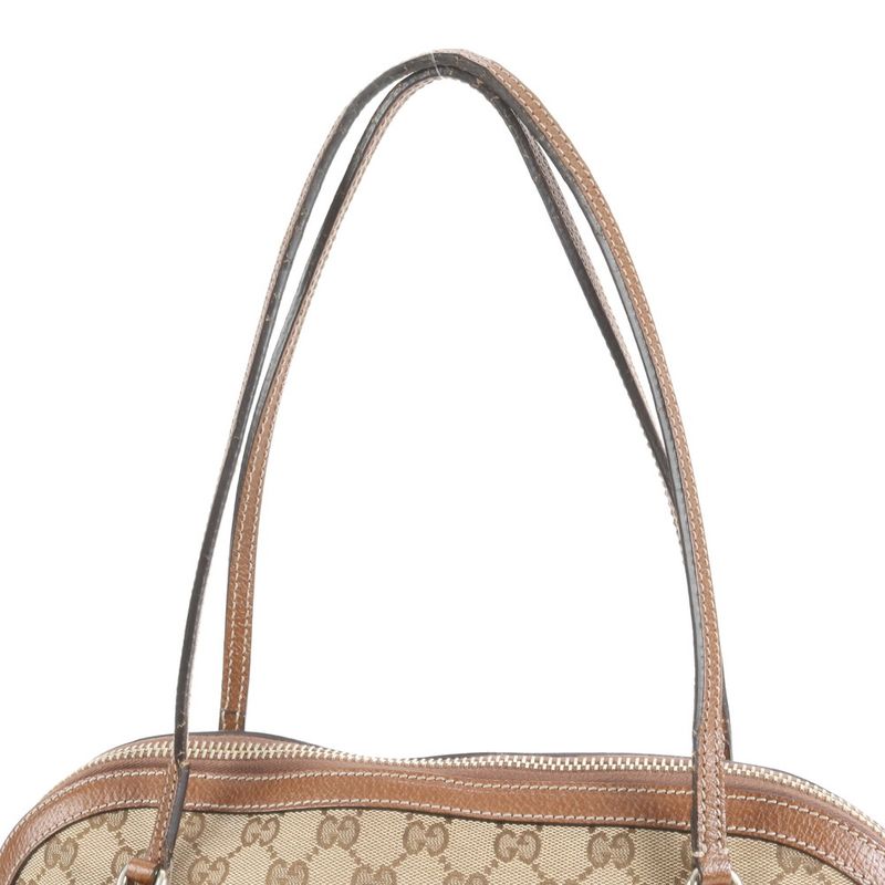 Gucci GG Canvas Bree With Charm Leather Tote Bag Shoulder Brown 323673 A4