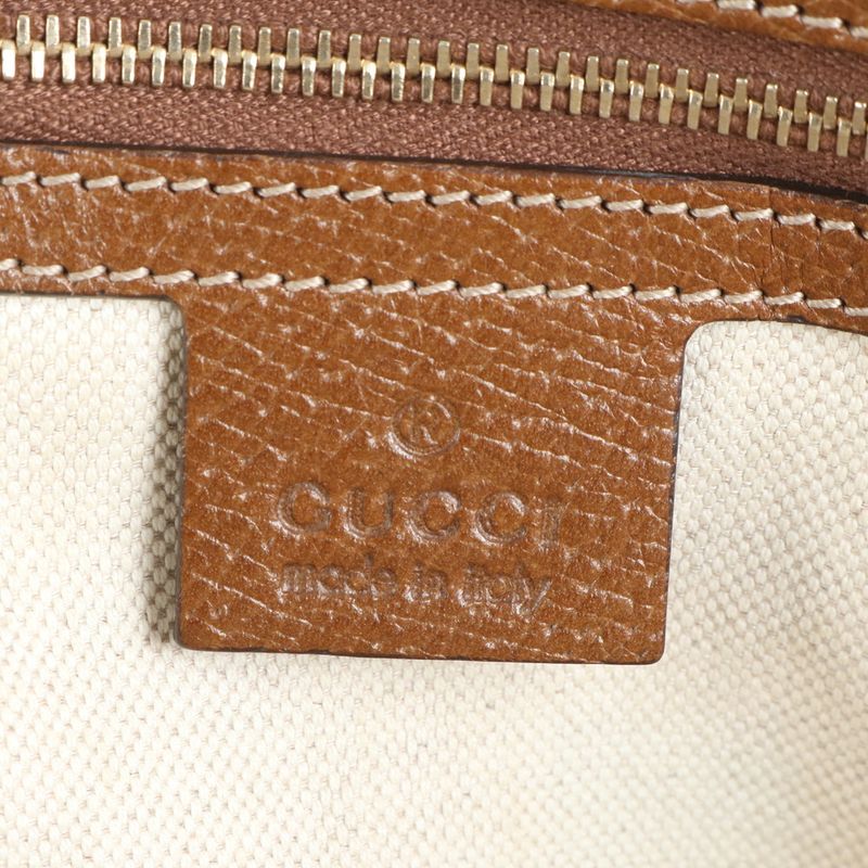 Gucci GG Canvas Bree With Charm Leather Tote Bag Shoulder Brown 323673 A4