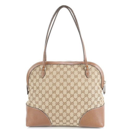 Gucci GG Canvas Bree With Charm Leather Tote Bag Shoulder Brown 323673 A4