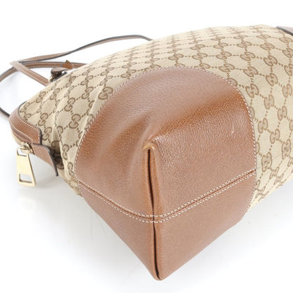 Gucci GG Canvas Bree With Charm Leather Tote Bag Shoulder Brown 323673 A4