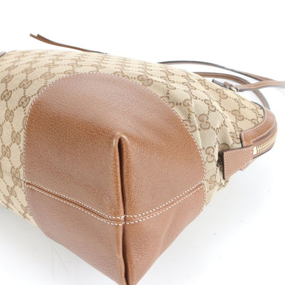 Gucci GG Canvas Bree With Charm Leather Tote Bag Shoulder Brown 323673 A4