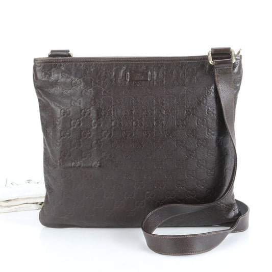 Guccissima 201446 Leather Shoulder Bag Crossbody Messenger Brown Men's EUE