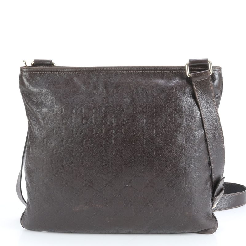 Guccissima 201446 Leather Shoulder Bag Crossbody Messenger Brown Men's EUE