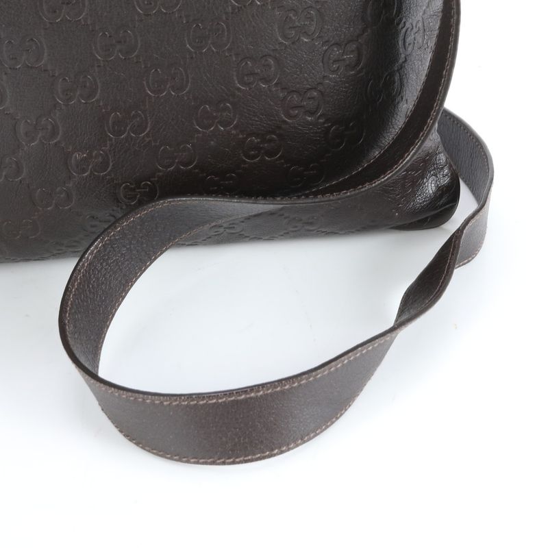 Guccissima 201446 Leather Shoulder Bag Crossbody Messenger Brown Men's EUE