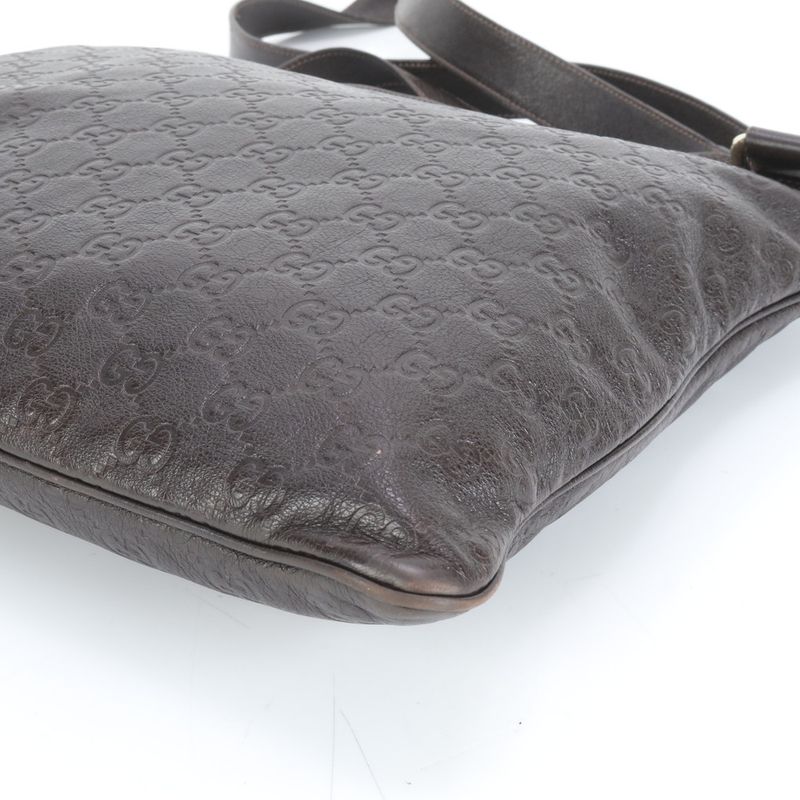 Guccissima 201446 Leather Shoulder Bag Crossbody Messenger Brown Men's EUE