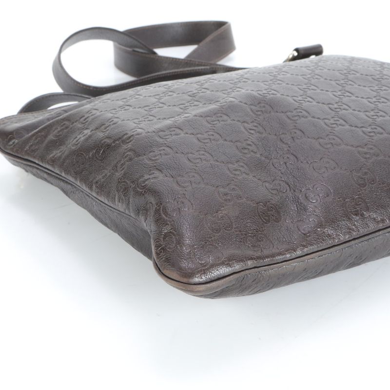 Guccissima 201446 Leather Shoulder Bag Crossbody Messenger Brown Men's EUE