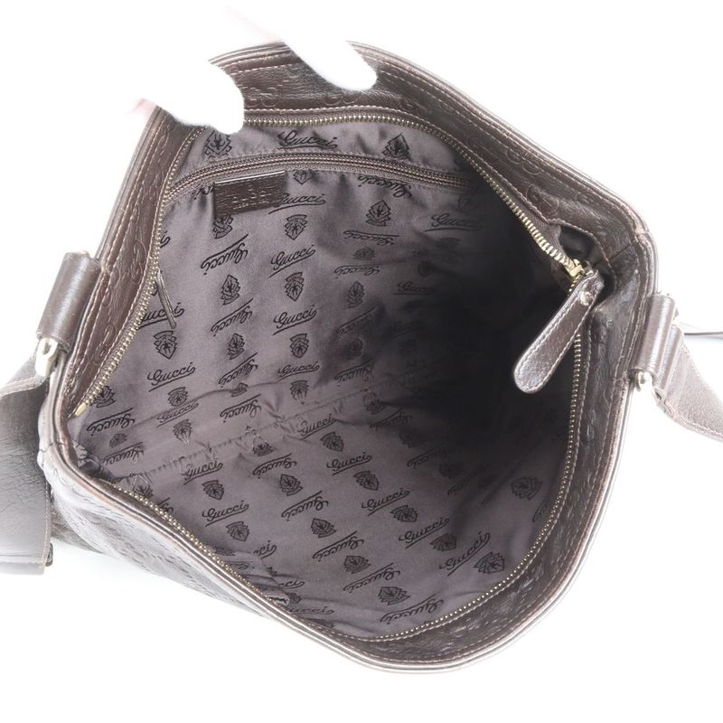 Guccissima 201446 Leather Shoulder Bag Crossbody Messenger Brown Men's EUE