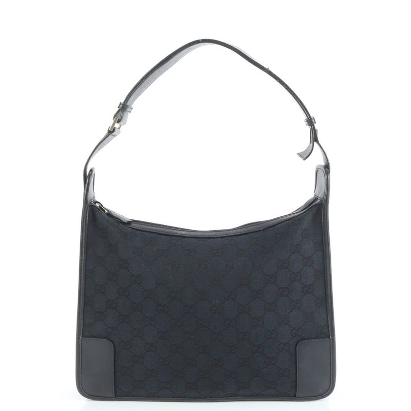 Gucci GG Canvas Leather Shoulder Bag Shoulder One Shoulder Black Genuine