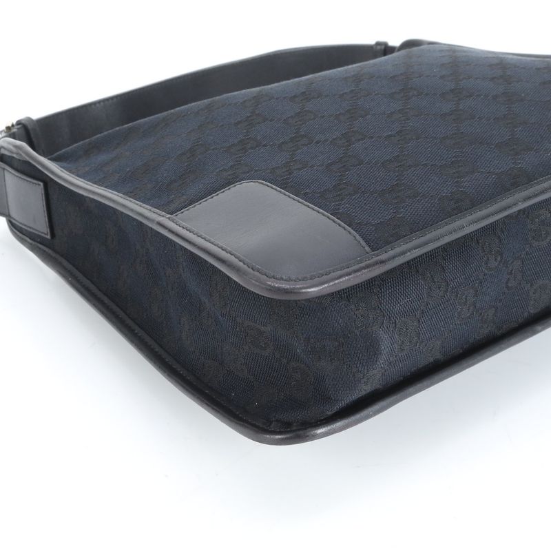 Gucci GG Canvas Leather Shoulder Bag Shoulder One Shoulder Black Genuine