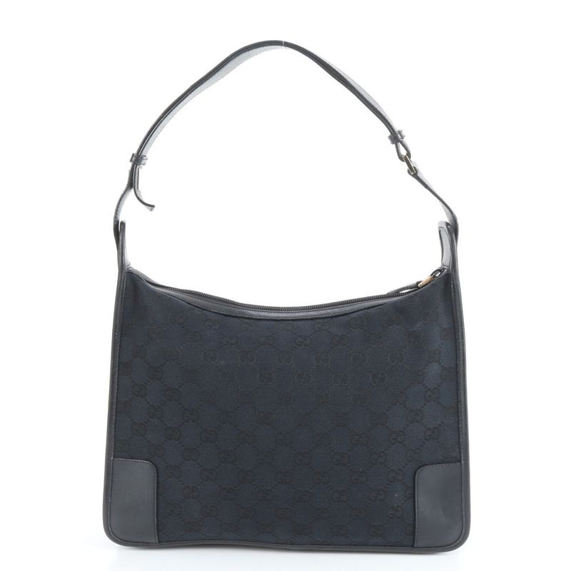 Gucci GG Canvas Leather Shoulder Bag Shoulder One Shoulder Black Genuine