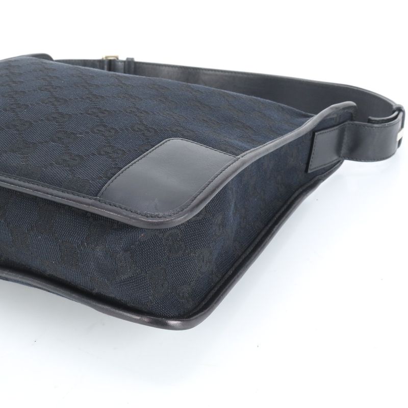 Gucci GG Canvas Leather Shoulder Bag Shoulder One Shoulder Black Genuine