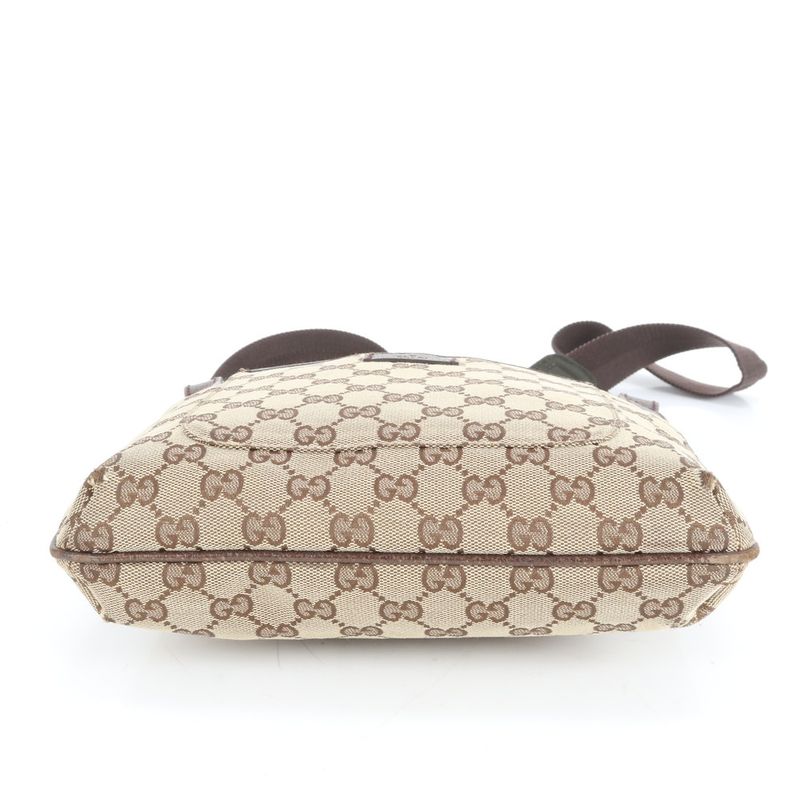 Gucci GG Canvas Leather Shoulder Bag Crossbody Messenger 122793 Brown Genuine