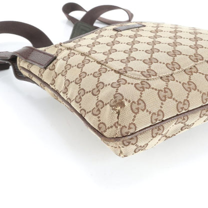 Gucci GG Canvas Leather Shoulder Bag Crossbody Messenger 122793 Brown Genuine