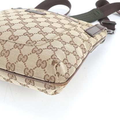 Gucci GG Canvas Leather Shoulder Bag Crossbody Messenger 122793 Brown Genuine