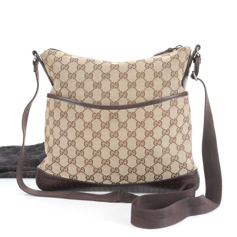 Gucci GG Canvas 145857 Leather Shoulder Bag Crossbody Messenger Brown Men's EUE