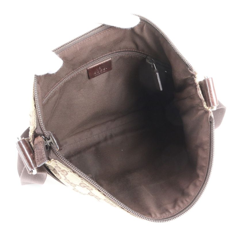 Gucci GG Canvas 145857 Leather Shoulder Bag Crossbody Messenger Brown Men's EUE