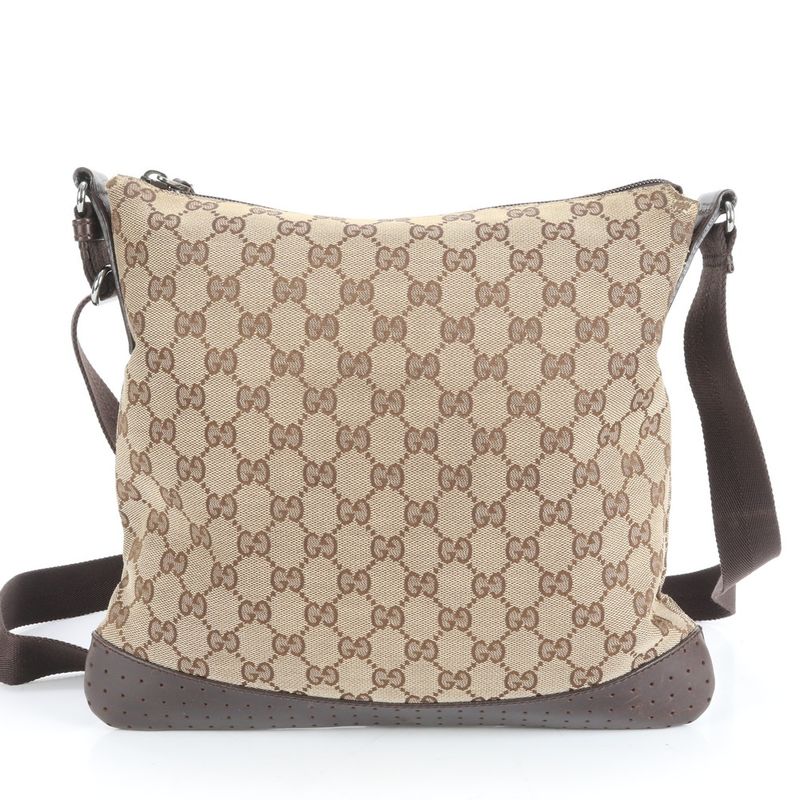 Gucci GG Canvas 145857 Leather Shoulder Bag Crossbody Messenger Brown Men's EUE