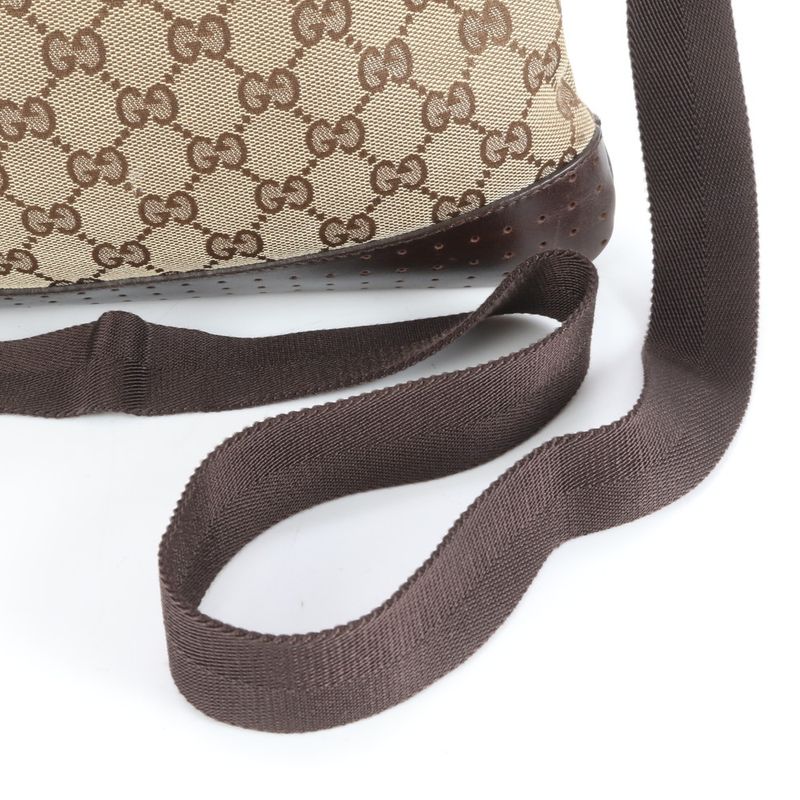 Gucci GG Canvas 145857 Leather Shoulder Bag Crossbody Messenger Brown Men's EUE