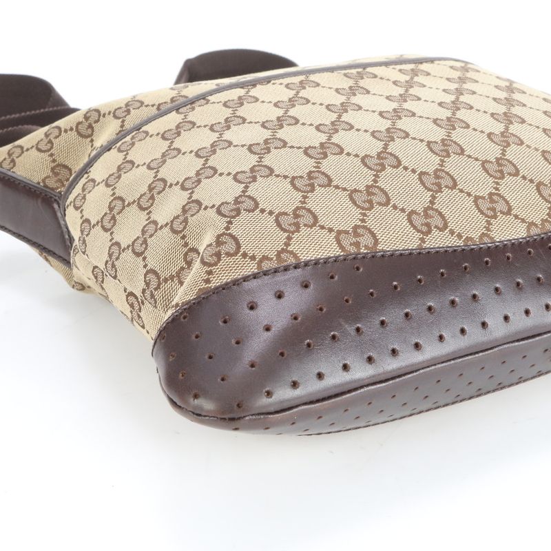 Gucci GG Canvas 145857 Leather Shoulder Bag Crossbody Messenger Brown Men's EUE