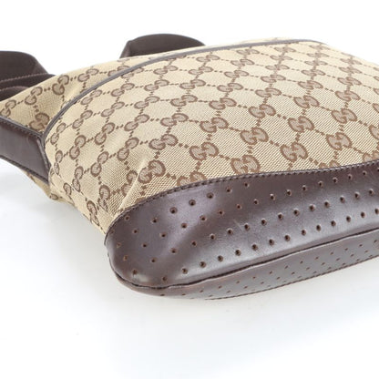Gucci GG Canvas 145857 Leather Shoulder Bag Crossbody Messenger Brown Men's EUE