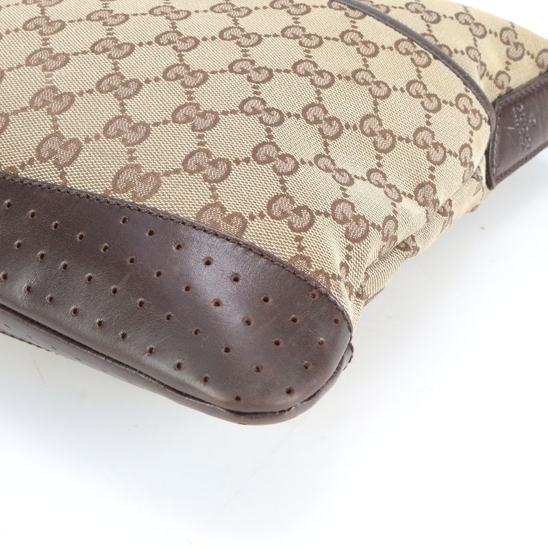 Gucci GG Canvas 145857 Leather Shoulder Bag Crossbody Messenger Brown Men's EUE