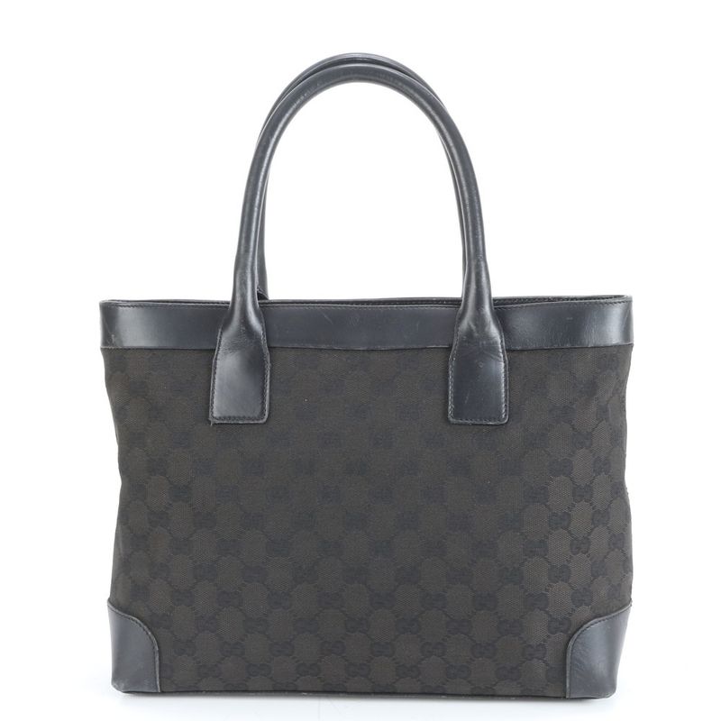 Gucci GG Canvas Leather Tote Bag Hand Black 002-1119 Women's EUE Cx33-2