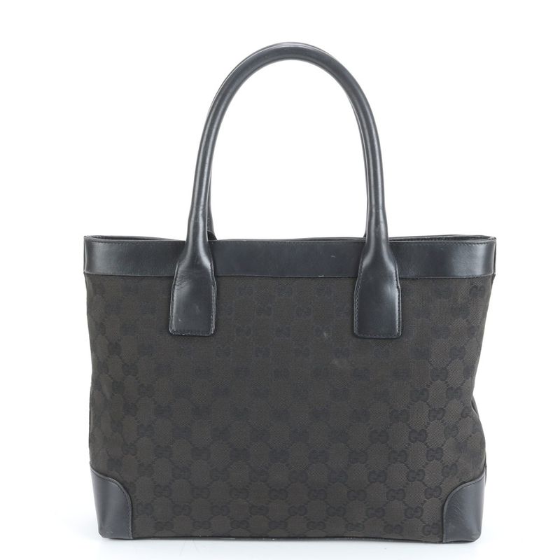 Gucci GG Canvas Leather Tote Bag Hand Black 002-1119 Women's EUE Cx33-2