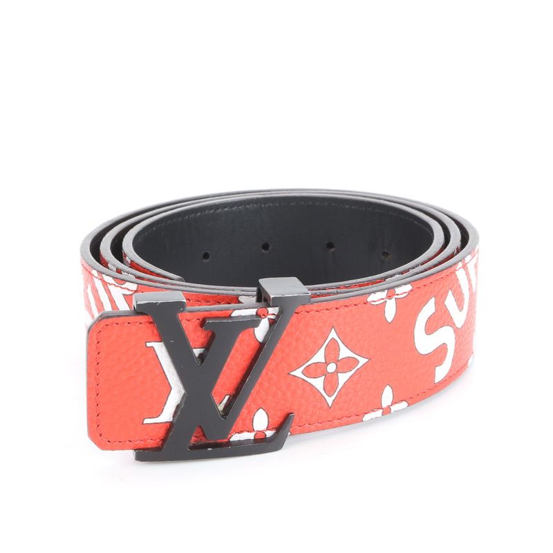 Louis Vuitton X Supreme Collaboration Monogram Santure LV Initial Leather Belt