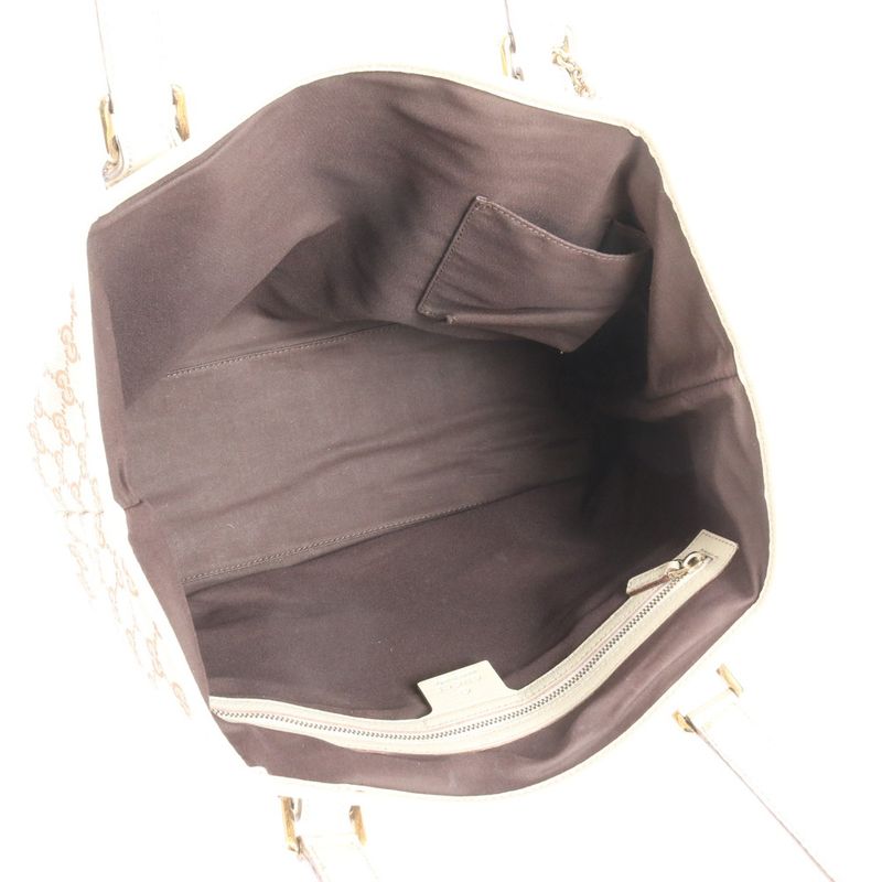 Gucci GG Canvas Charm Leather Tote Bag Shoulder Hand 137396 Gold Hardware