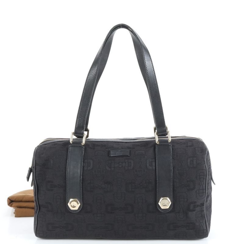 Gucci Horsebit Leather Tote Bag Shoulder Mini Boston 248268 Hand Black Women's