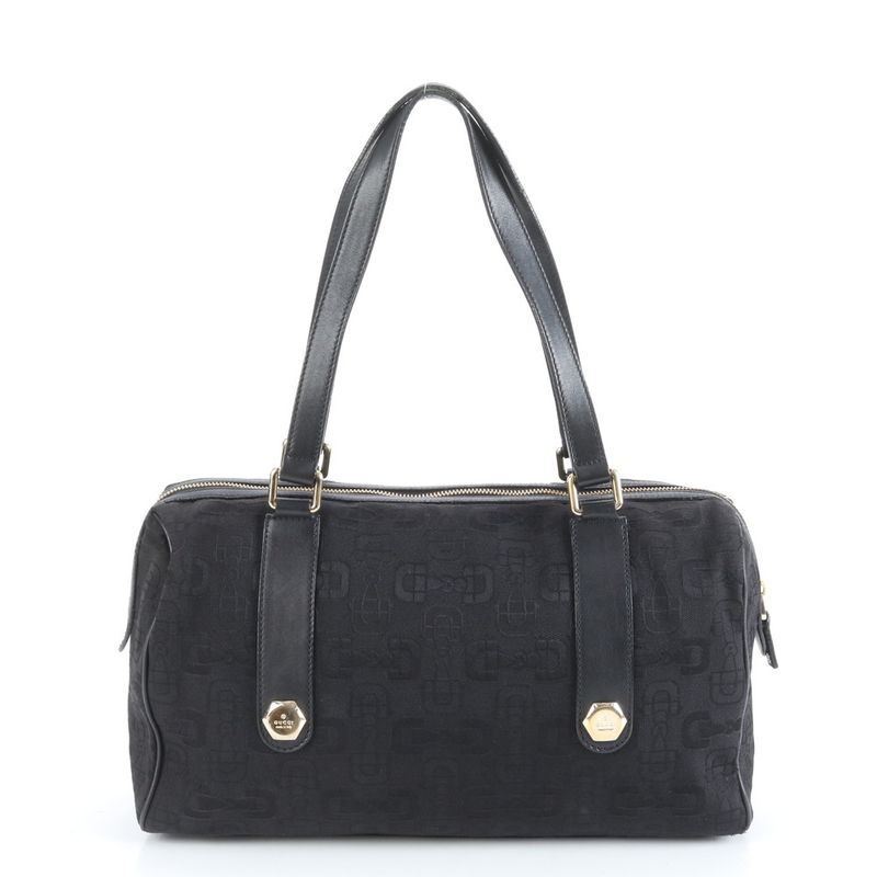 Gucci Horsebit Leather Tote Bag Shoulder Mini Boston 248268 Hand Black Women's