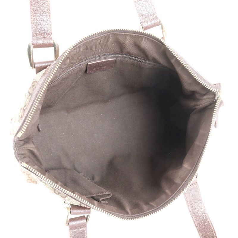 Gucci GG Canvas Abby Leather Tote Bag Shoulder Brown Gold Hardware 141471