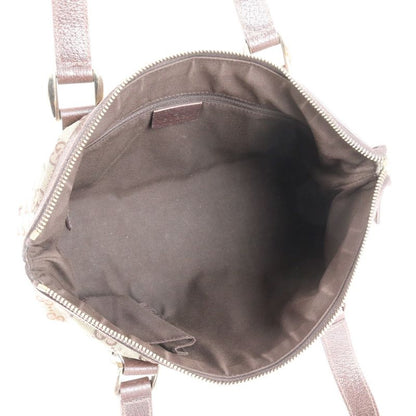 Gucci GG Canvas Abby Leather Tote Bag Shoulder Brown Gold Hardware 141471