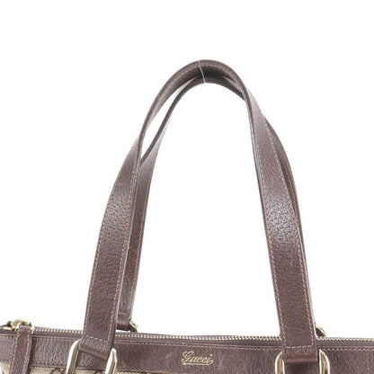 Gucci GG Canvas Abby Leather Tote Bag Shoulder Brown Gold Hardware 141471