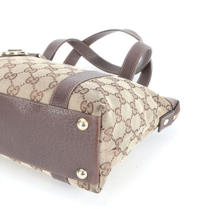 Gucci GG Canvas Abby Leather Tote Bag Shoulder Brown Gold Hardware 141471