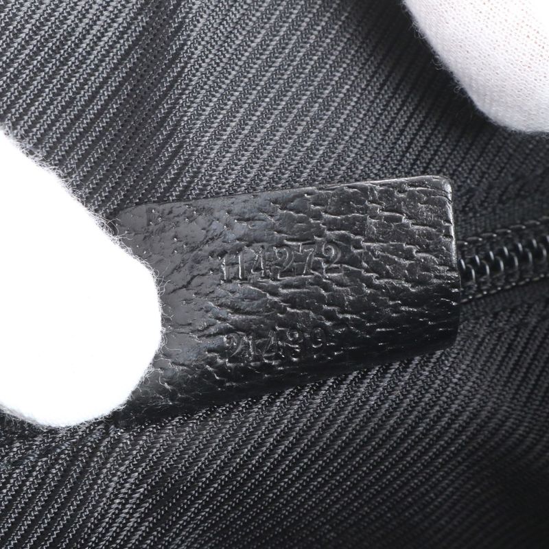 Gucci GG Canvas 114272 Leather Shoulder Bag Crossbody Messenger Black Fashionabl